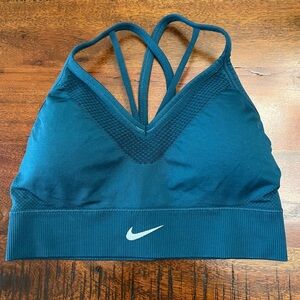 Nike Dri-FIT V-Neck Sports Bra – Size Small – Teal Blue